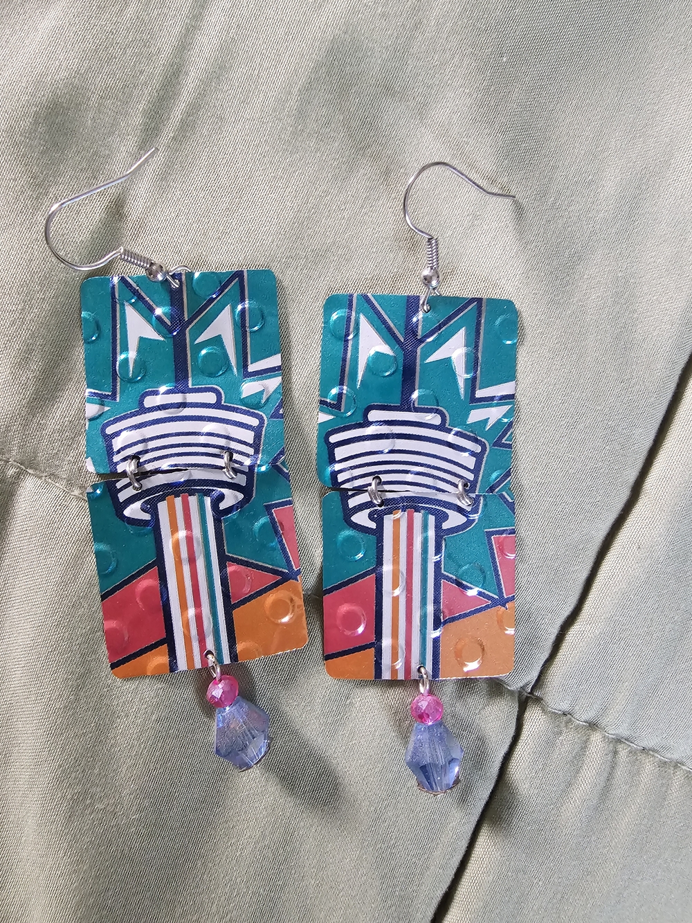 Retro Spurs Colors San Antonio Tower Of The Americas Earrings
